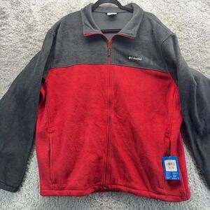 Columbia Steens Mountain 2.0 Full Zip Fleece Black Red Jacket - NWT - XXL 2XL